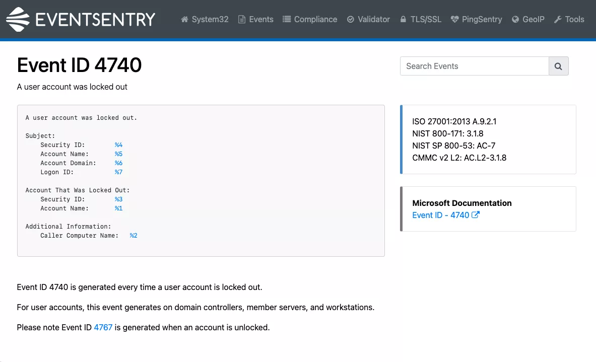Event ID 4740 Account Lockout